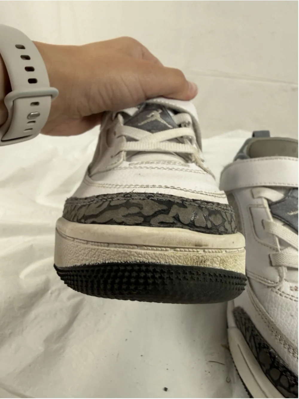 Jordan Spizike Low TD Little Kids Shoes White Grey Cement FQ3952-102 Size 2Y